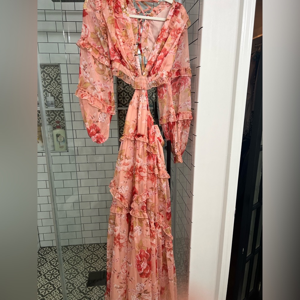 Latiste Pink Dress size Small worn once with cut outs and tie up back